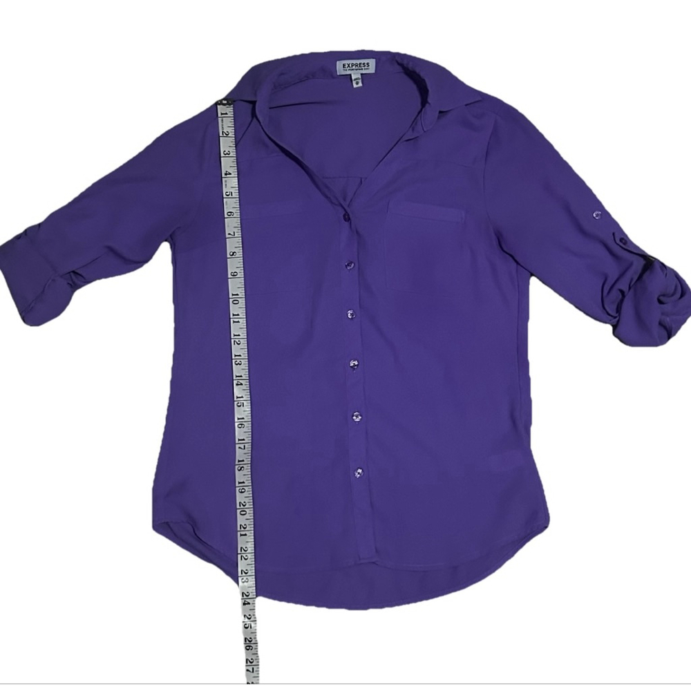 Women's Express Purple Portofino Button Down Shirt Petit XS - Picture 2 of 6